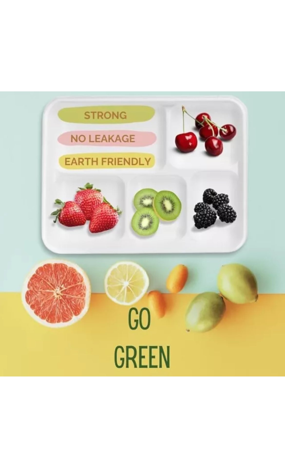 Ecoshin 5 compartment compostable/Bagasse meal tray (Pack of 50)