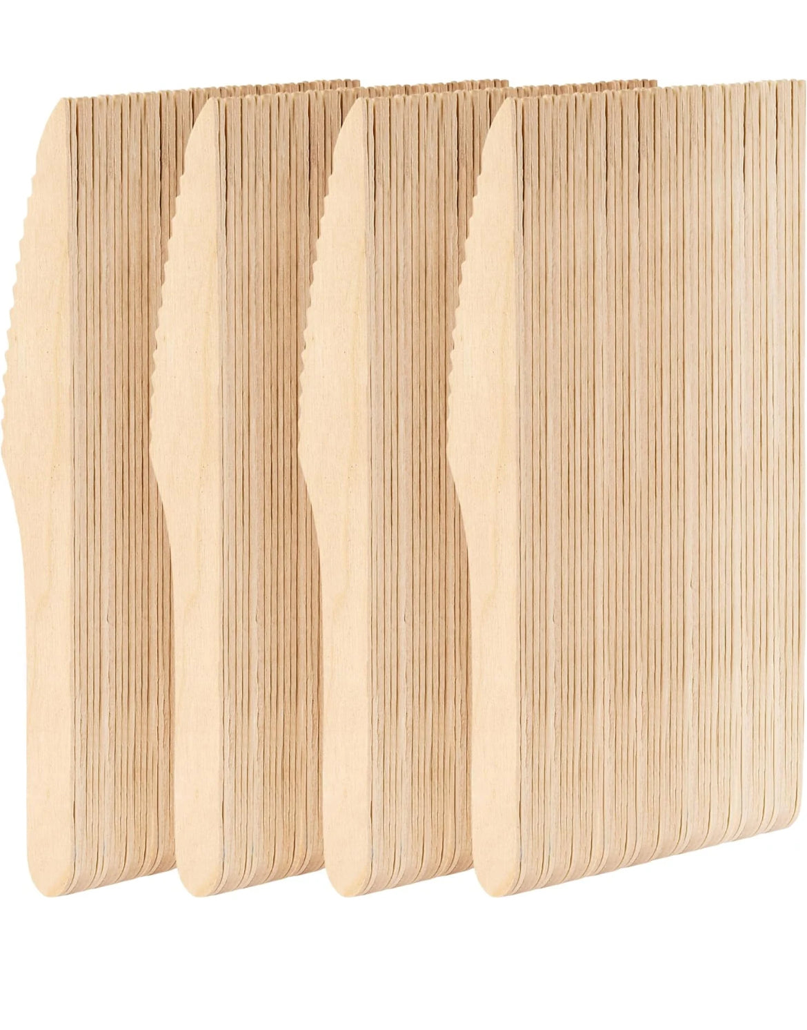 100x Ecofoot Wooden Knives Disposable Biodegradable Birch Wood Utensils for Parties, Picnics, Weddings, BBQs, and Events