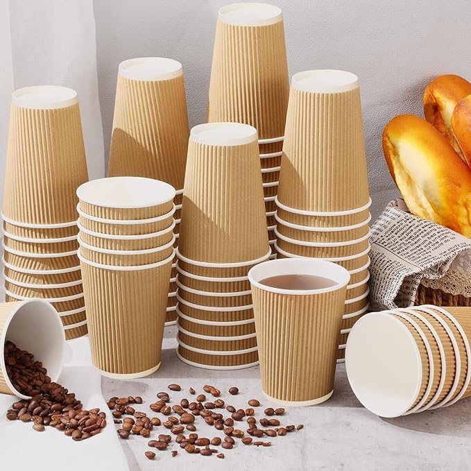Disposable Ripple Paper Coffee Cups 8oz