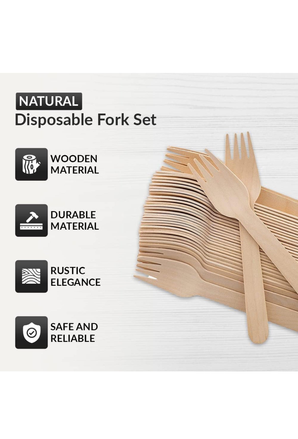 EcoFoot Biodegradable Wooden Forks, Pack of 100, Compostable Wooden Forks