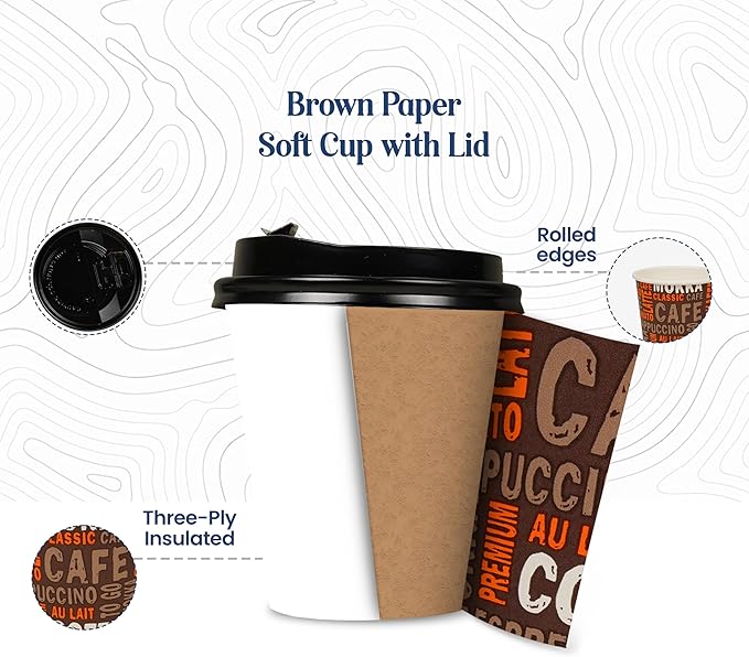 8oz disposable coffee cups (Pack 50)