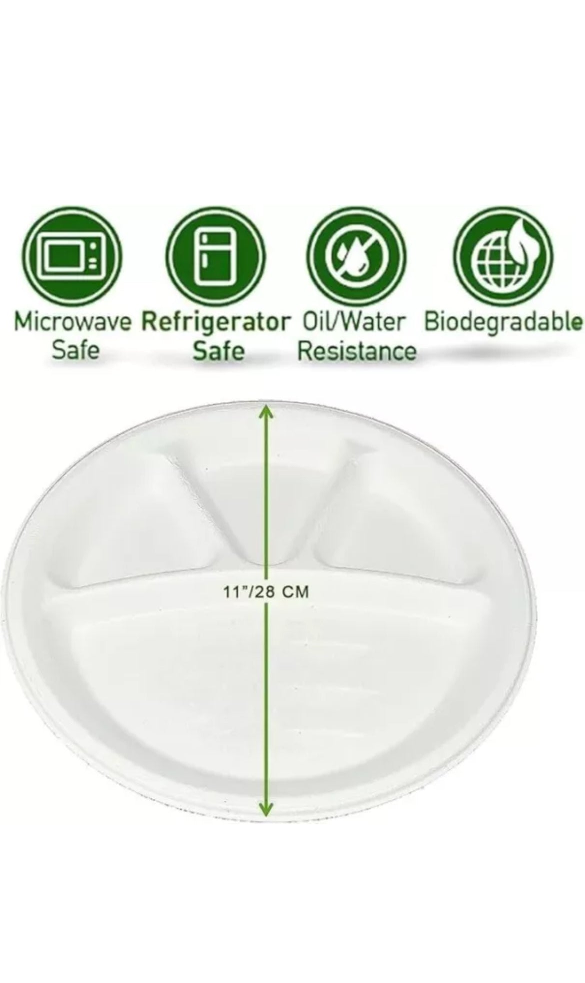 4 Compartments Bagasse plate 12 inch