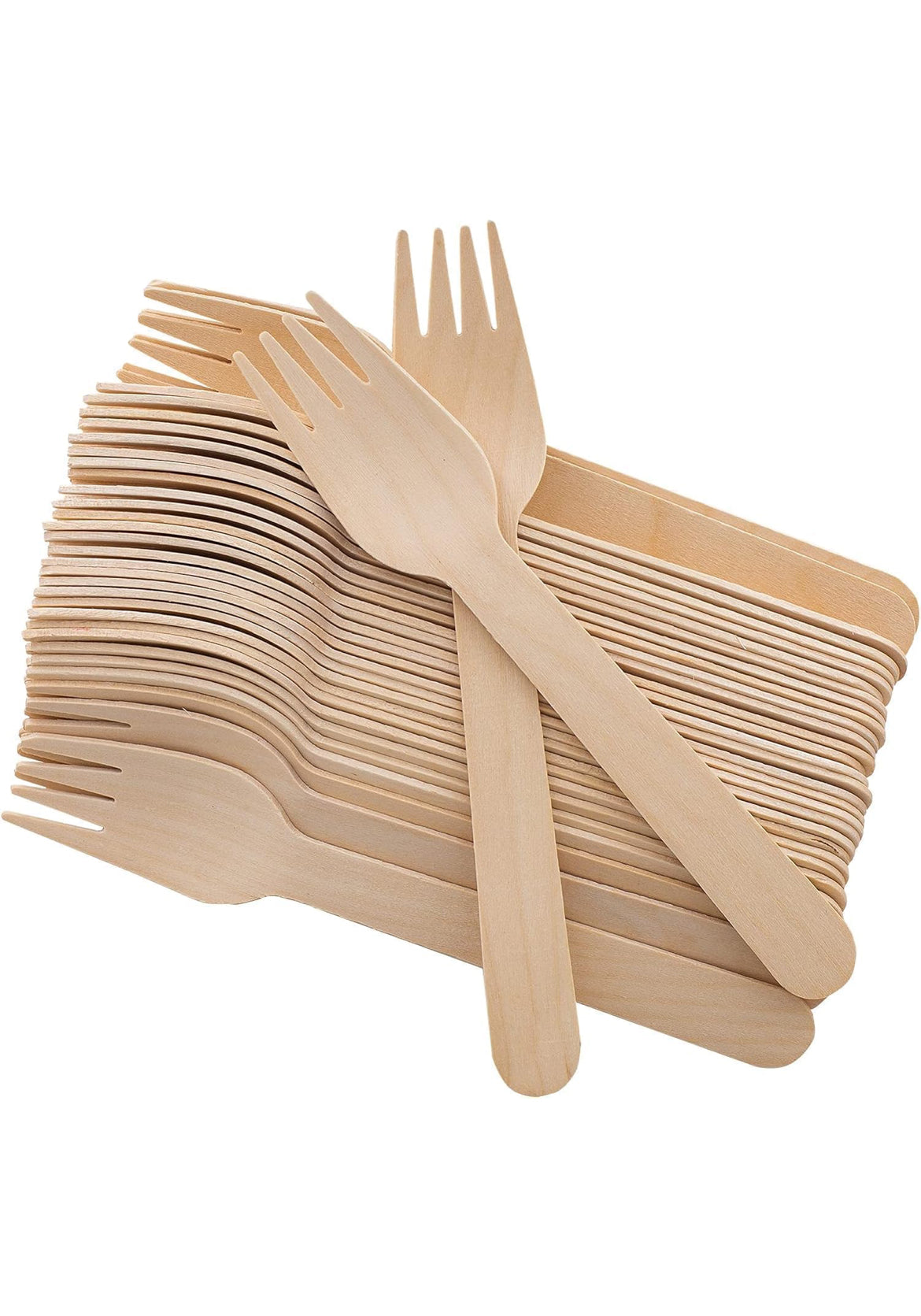 EcoFoot Biodegradable Wooden Forks, Pack of 100, Compostable Wooden Forks