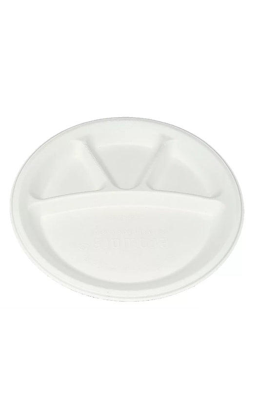 4 Compartments Bagasse plate 12 inch