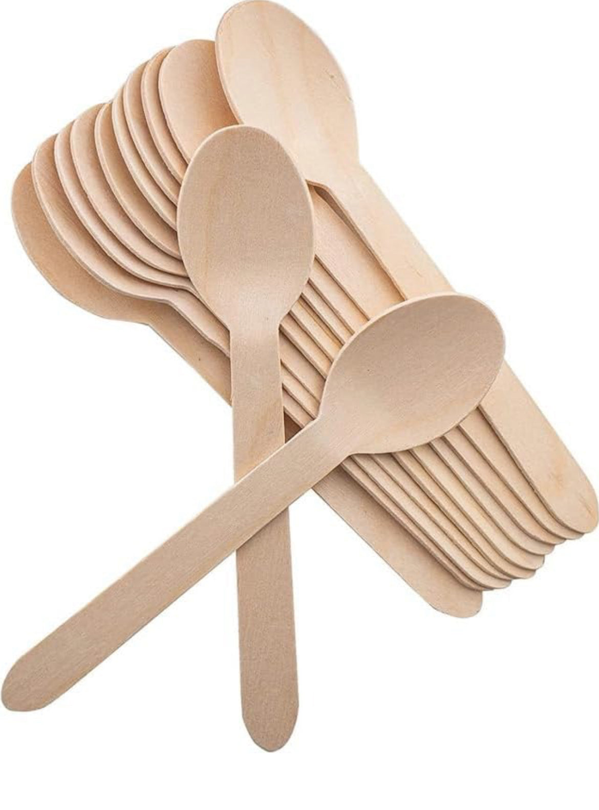 Disposable Wooden Spoons, Biodegradable Wooden Spoon - 16cm Long | Eco Friendly & Plastic Free Wooden Spoons - Ideal for Wedding, Picnic, Party, Office (Spoons)(pack of 100)