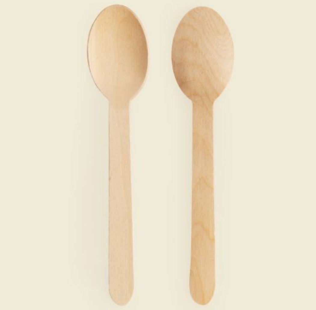 Disposable Wooden Spoons, Biodegradable Wooden Spoon - 16cm Long | Eco Friendly & Plastic Free Wooden Spoons - Ideal for Wedding, Picnic, Party, Office (Spoons)(pack of 100)