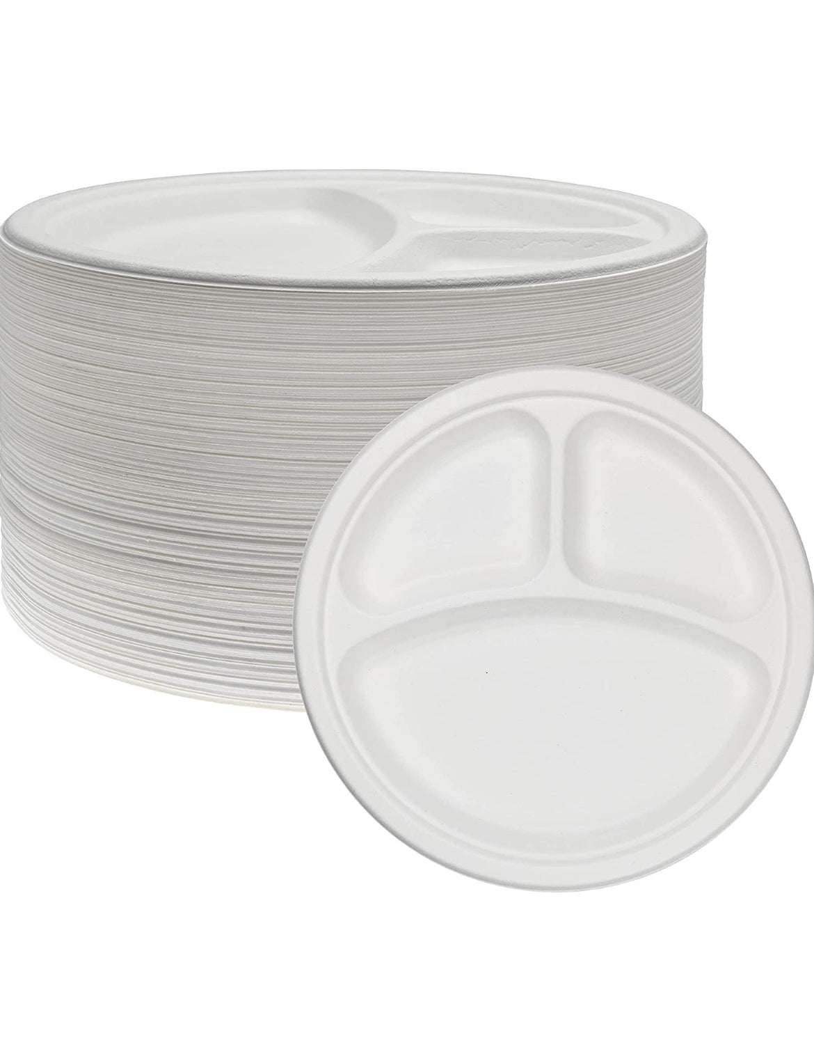 3 compartments Bagasse plates Disposable biodegradable