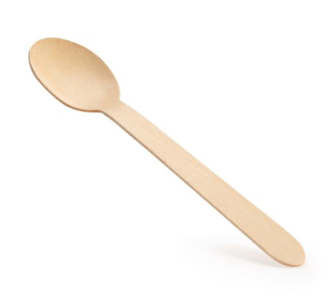 Disposable Wooden Spoons, Biodegradable Wooden Spoon - 16cm Long | Eco Friendly & Plastic Free Wooden Spoons - Ideal for Wedding, Picnic, Party, Office (Spoons)(pack of 100)